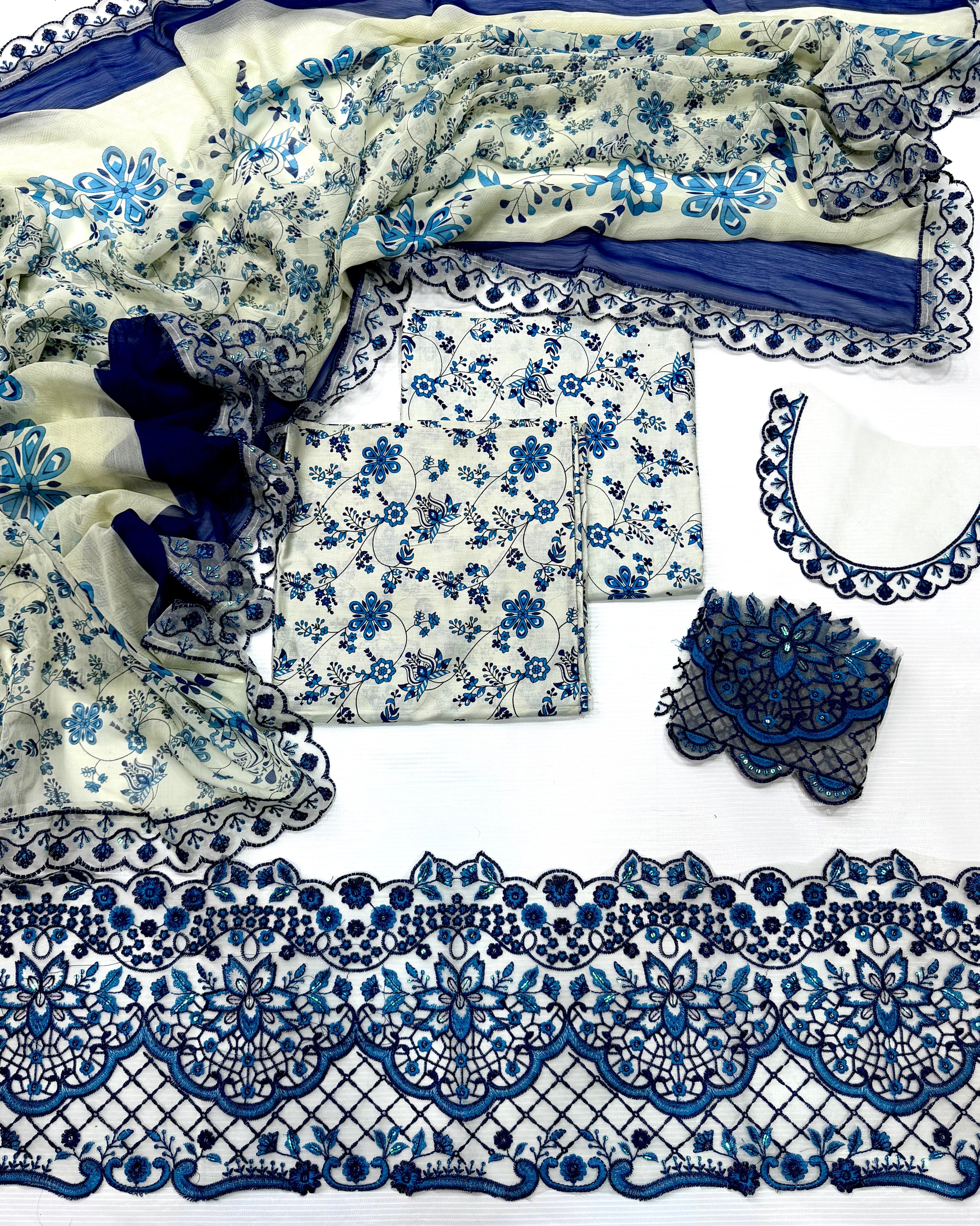 Maria B Printed Embroidered Lawn 3PC Unstitched Memon Clothes